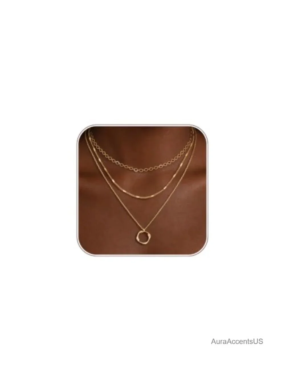14K Gold Plated Layered Necklace Set for Women, 3Pcs Trendy Geometric Jewelry
